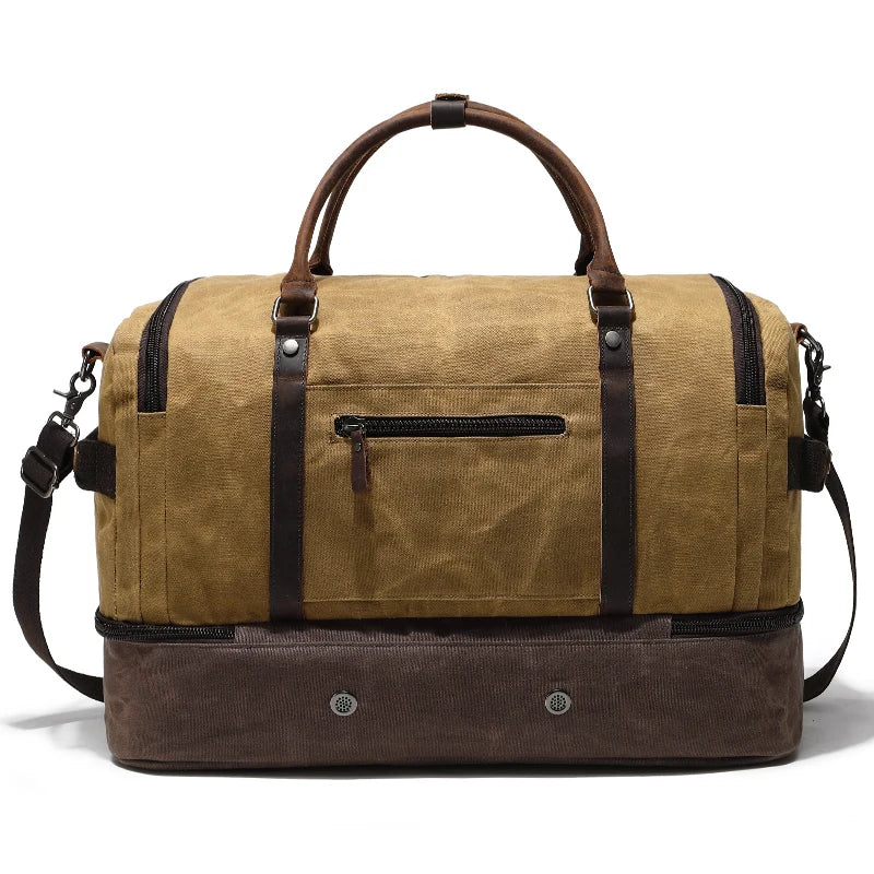 Nerlion Weekender Travel Bag Canvas Carry on Duffel Luggage Bag with Separate Shoe Compartment Overnight Bag for Men Women
