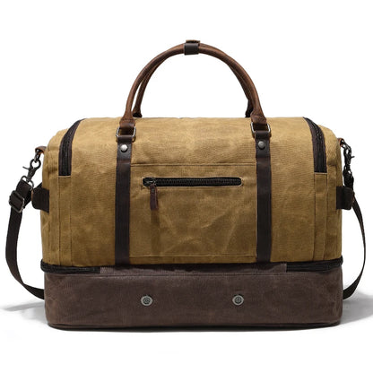 Nerlion Weekender Travel Bag Canvas Carry on Duffel Luggage Bag with Separate Shoe Compartment Overnight Bag for Men Women