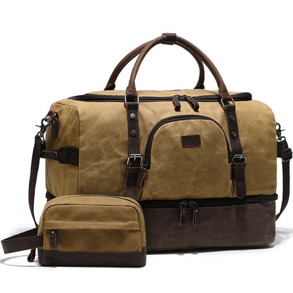 Nerlion Weekender Travel Bag Canvas Carry on Duffel Luggage Bag with Separate Shoe Compartment Overnight Bag for Men Women