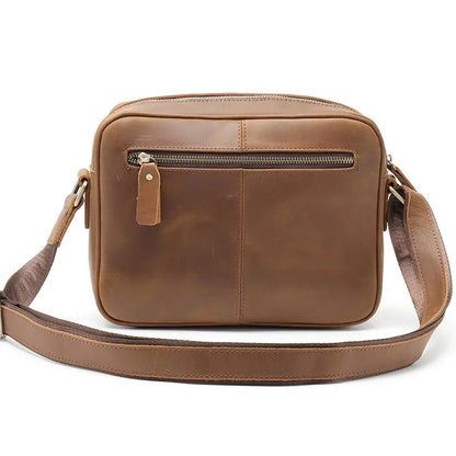 New 100% Cowhide Men's Crazy Horse leather shoulder 10.2" Casual large-capacity messenger Crossbody Bag Handbags