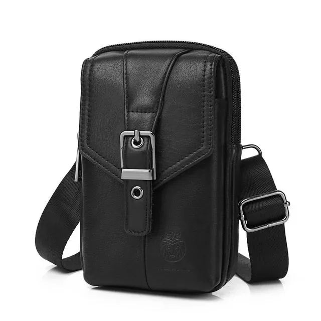 New 100% Genuine Leather Male Pack Phone Pouch s Waist Men's Small chest Shoulder Belt Bag Hook fanny pack