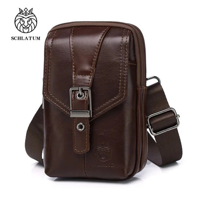 New 100% Genuine Leather Male Pack Phone Pouch s Waist Men's Small chest Shoulder Belt Bag Hook fanny pack