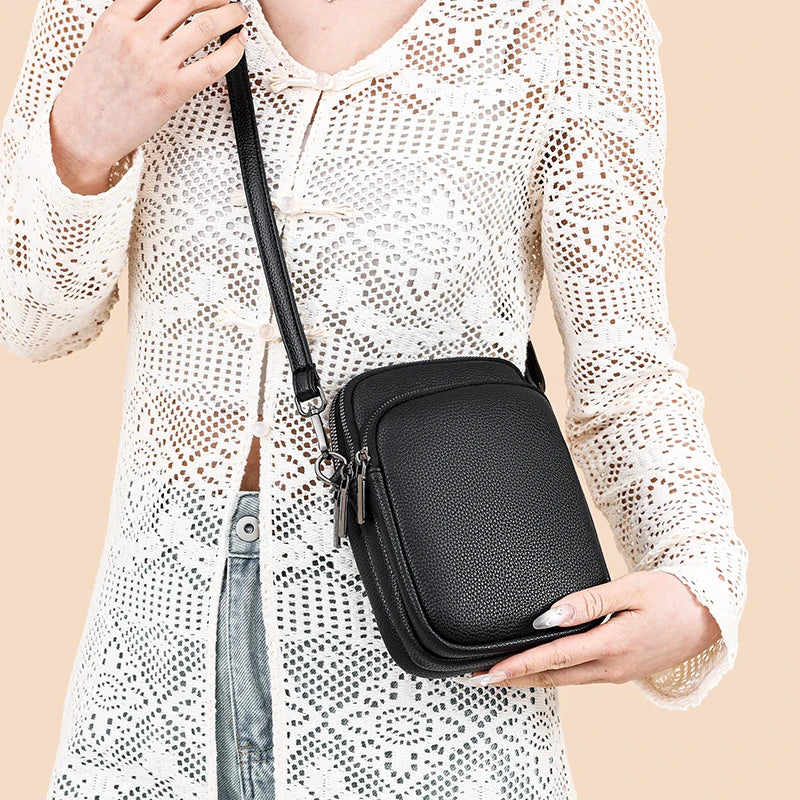 New 100% Genuine cowhide Women's Leather Mobile Phone Bag Crossbody Bags For Women Bag Designer Crossbody Bag Messenger Bags Sac
