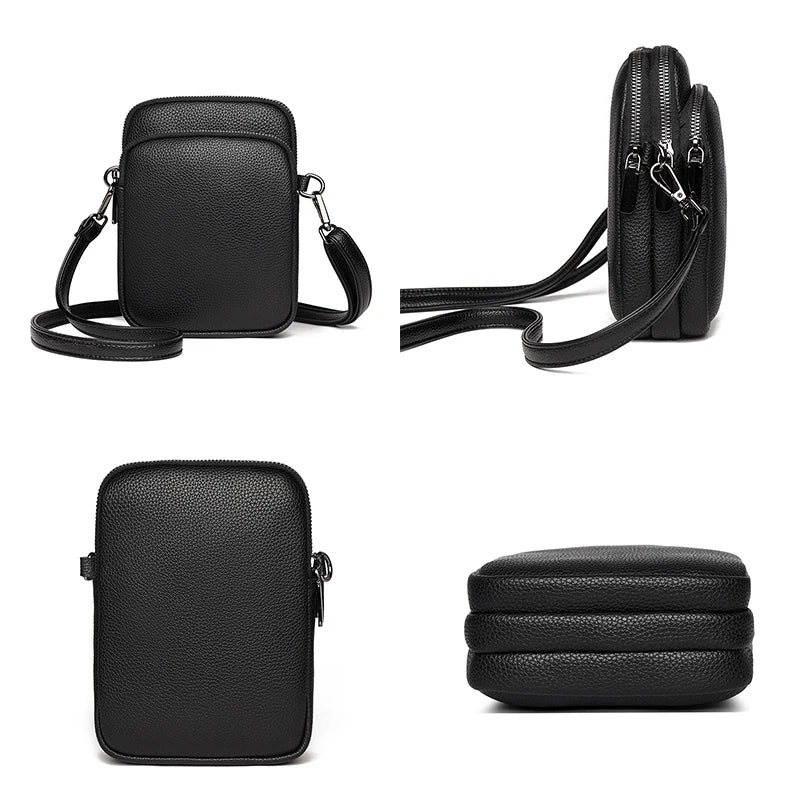 New 100% Genuine cowhide Women's Leather Mobile Phone Bag Crossbody Bags For Women Bag Designer Crossbody Bag Messenger Bags Sac