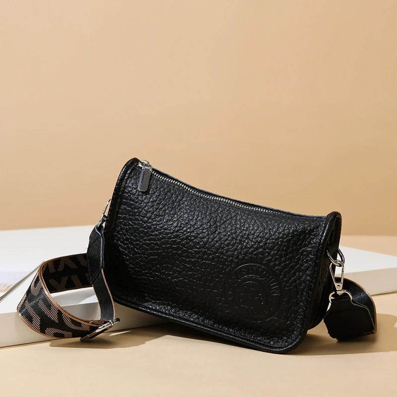 New 100% Top Layer Cowhide Shoulder Bag Luxurious Women's Designer Brand Crossbody Bags 2024 Three Color Playable Carrying Bag