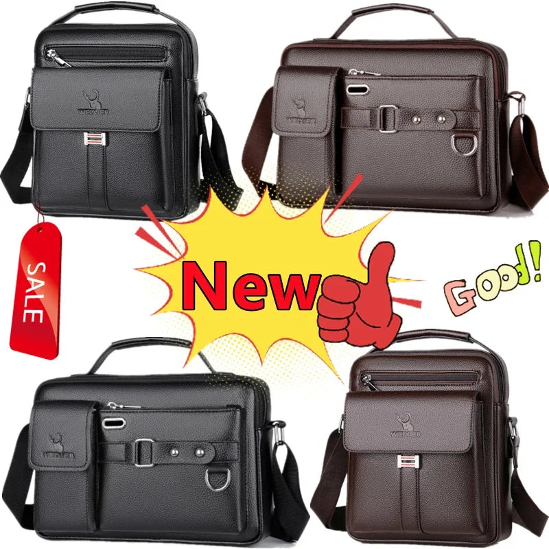 New 2 Styles Large-capacity Shoulder Leather Men's Messenger Business Commuter Handbag Waterproof Wear-resistant Bags