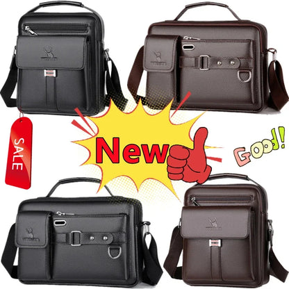 New 2 Styles Large-capacity Shoulder Leather Men's Messenger Business Commuter Handbag Waterproof Wear-resistant Bags