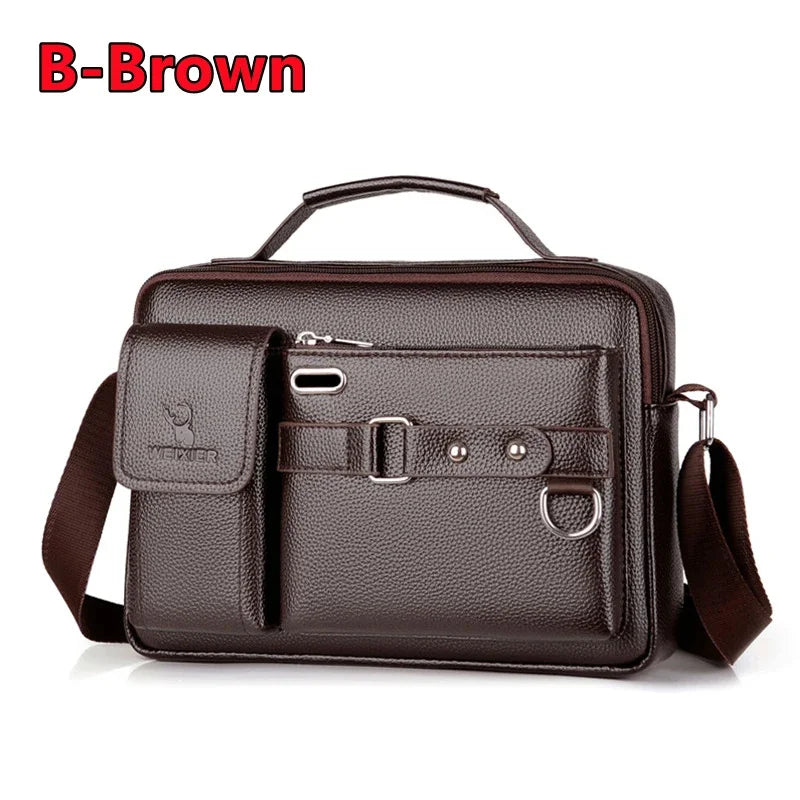 New 2 Styles Large-capacity Shoulder Leather Men's Messenger Business Commuter Handbag Waterproof Wear-resistant Bags