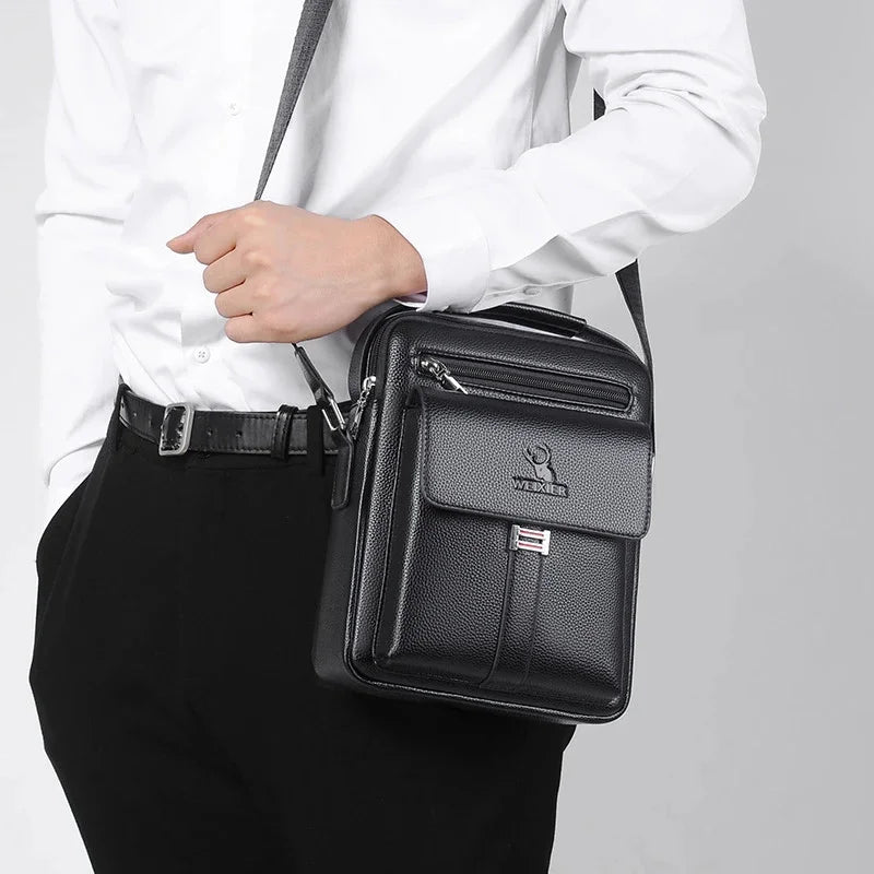 New 2 Styles Large-capacity Shoulder Leather Men's Messenger Business Commuter Handbag Waterproof Wear-resistant Bags