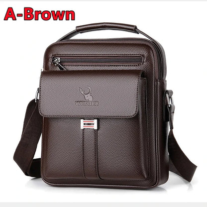 New 2 Styles Large-capacity Shoulder Leather Men's Messenger Business Commuter Handbag Waterproof Wear-resistant Bags