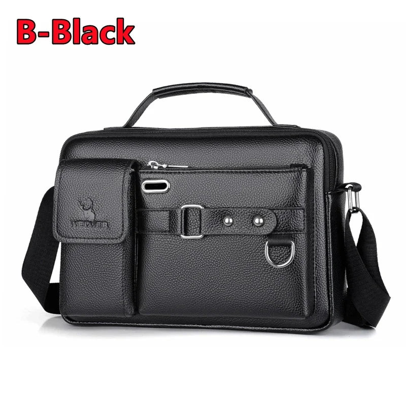 New 2 Styles Large-capacity Shoulder Leather Men's Messenger Business Commuter Handbag Waterproof Wear-resistant Bags