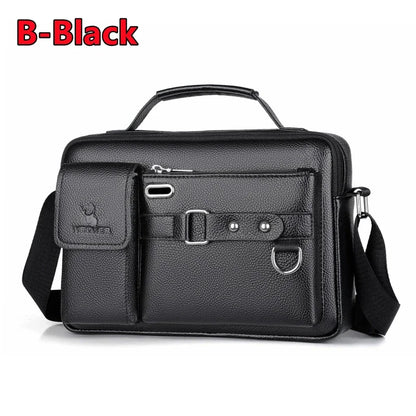 New 2 Styles Large-capacity Shoulder Leather Men's Messenger Business Commuter Handbag Waterproof Wear-resistant Bags