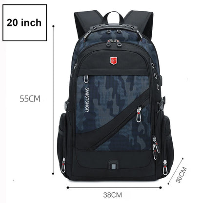 New 20 Inch Laptop Backpacks Man Anti-thief Fashion Men Backpack Waterproof USB Charging Travel Bag Male Mochila High Capacity