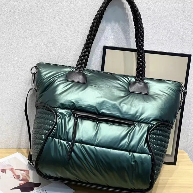 New 2023 Winter space bale Designer HandBag Woman Casual Cotton Bag Down Feather Lady Shoulder Bag sac a mian femme Bolsos Mujer