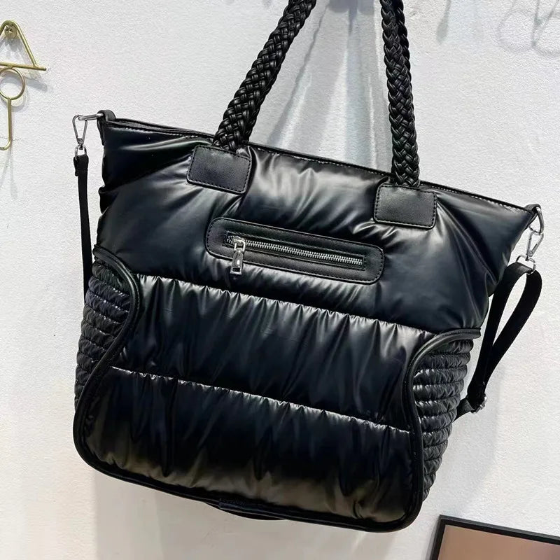 New 2023 Winter space bale Designer HandBag Woman Casual Cotton Bag Down Feather Lady Shoulder Bag sac a mian femme Bolsos Mujer