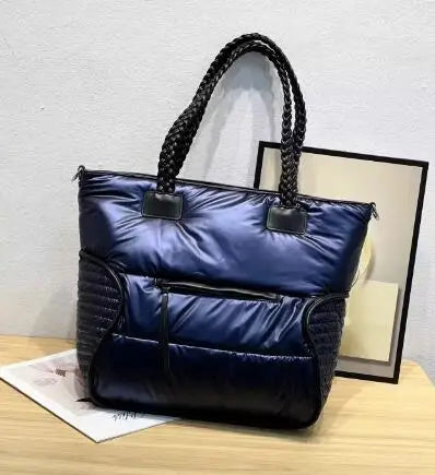 New 2023 Winter space bale Designer HandBag Woman Casual Cotton Bag Down Feather Lady Shoulder Bag sac a mian femme Bolsos Mujer