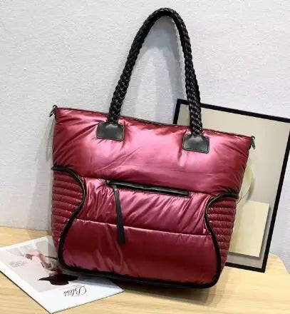 New 2023 Winter space bale Designer HandBag Woman Casual Cotton Bag Down Feather Lady Shoulder Bag sac a mian femme Bolsos Mujer