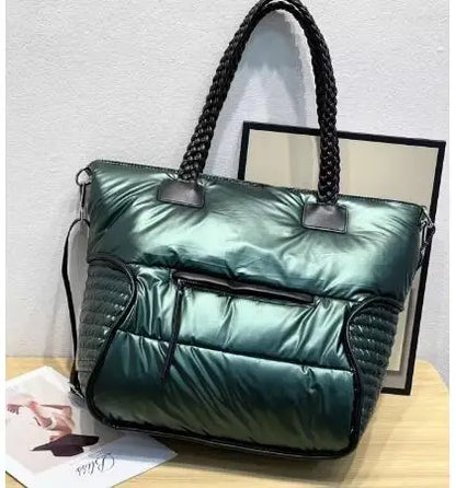 New 2023 Winter space bale Designer HandBag Woman Casual Cotton Bag Down Feather Lady Shoulder Bag sac a mian femme Bolsos Mujer