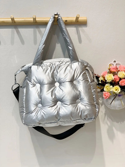New 2023 Winter space bale Designer HandBag Woman Casual Cotton Bag Down Feather Lady Shoulder Bag sac a mian femme Bolsos Mujer