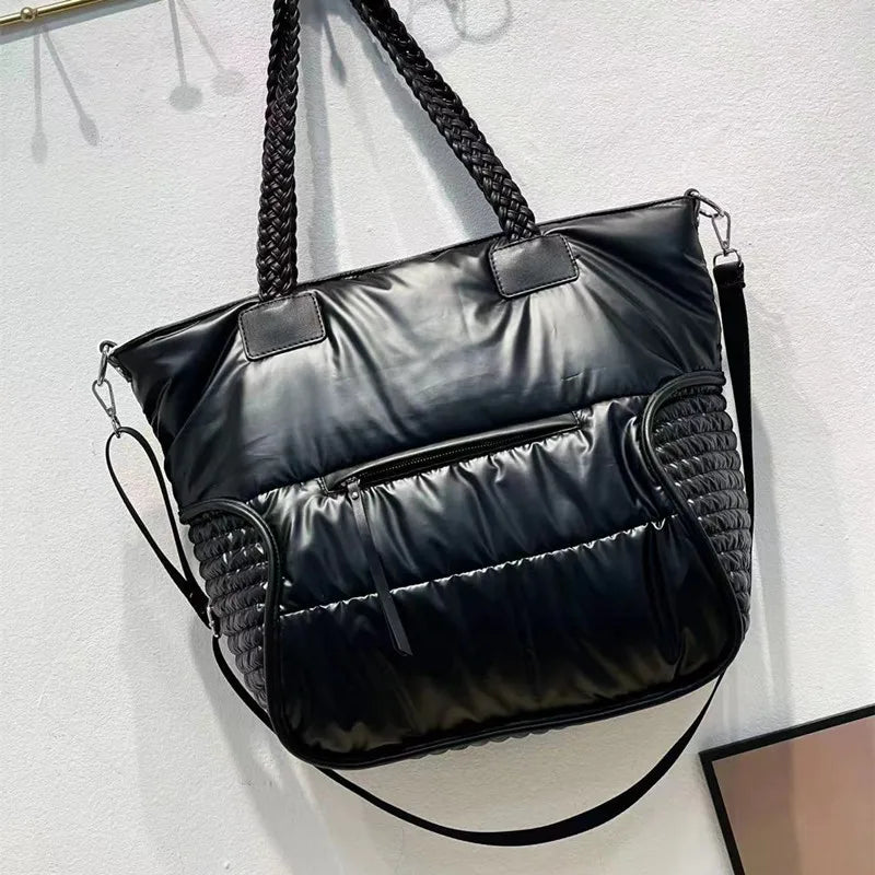 New 2023 Winter space bale Designer HandBag Woman Casual Cotton Bag Down Feather Lady Shoulder Bag sac a mian femme Bolsos Mujer