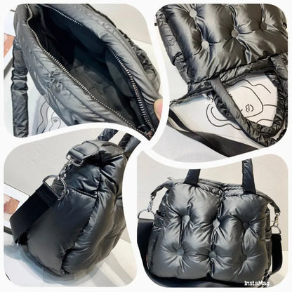 New 2023 Winter space bale Designer HandBag Woman Casual Cotton Bag Down Feather Lady Shoulder Bag sac a mian femme Bolsos Mujer