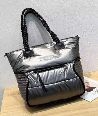 New 2023 Winter space bale Designer HandBag Woman Casual Cotton Bag Down Feather Lady Shoulder Bag sac a mian femme Bolsos Mujer