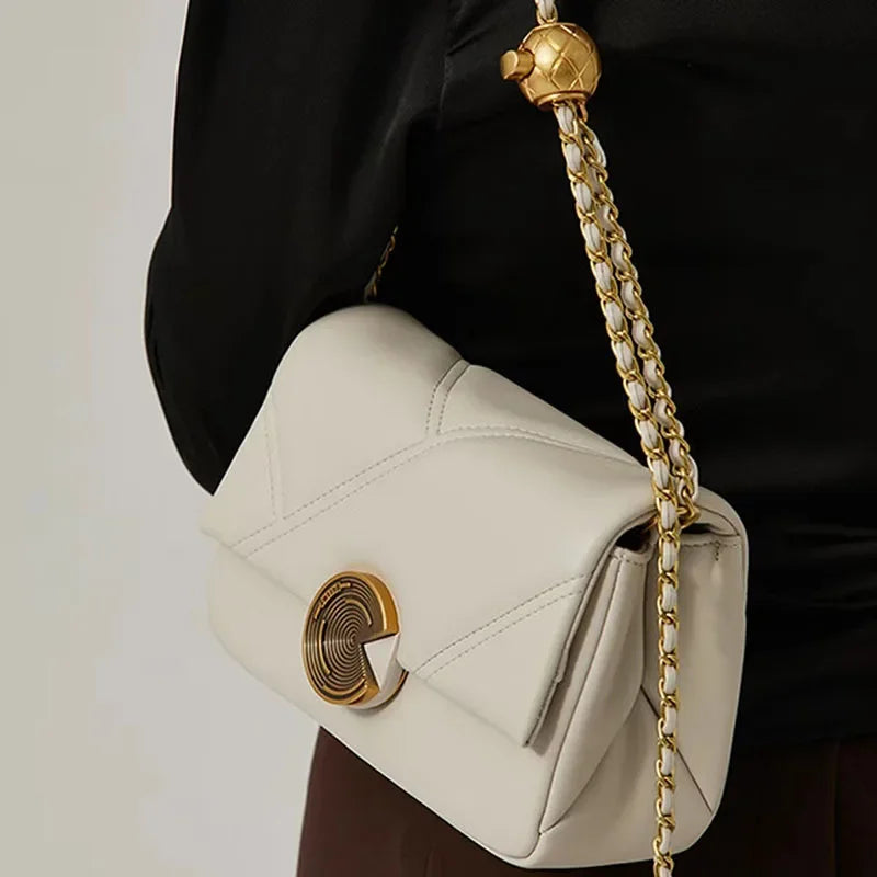 New 2024 Cowhide Women's Bag Rhombus Chain Bags Women's High-end Single Shoulder Genuine Leather Crossbody Bag Luxury Bag