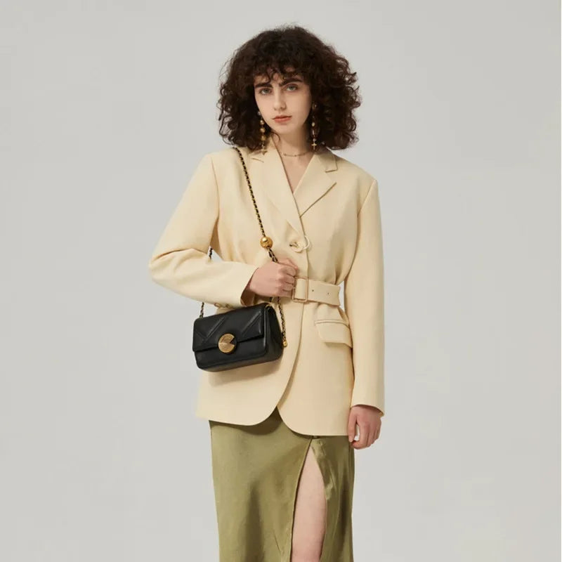 New 2024 Cowhide Women's Bag Rhombus Chain Bags Women's High-end Single Shoulder Genuine Leather Crossbody Bag Luxury Bag