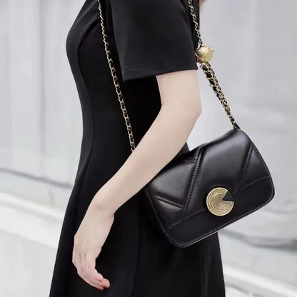 New 2024 Cowhide Women's Bag Rhombus Chain Bags Women's High-end Single Shoulder Genuine Leather Crossbody Bag Luxury Bag