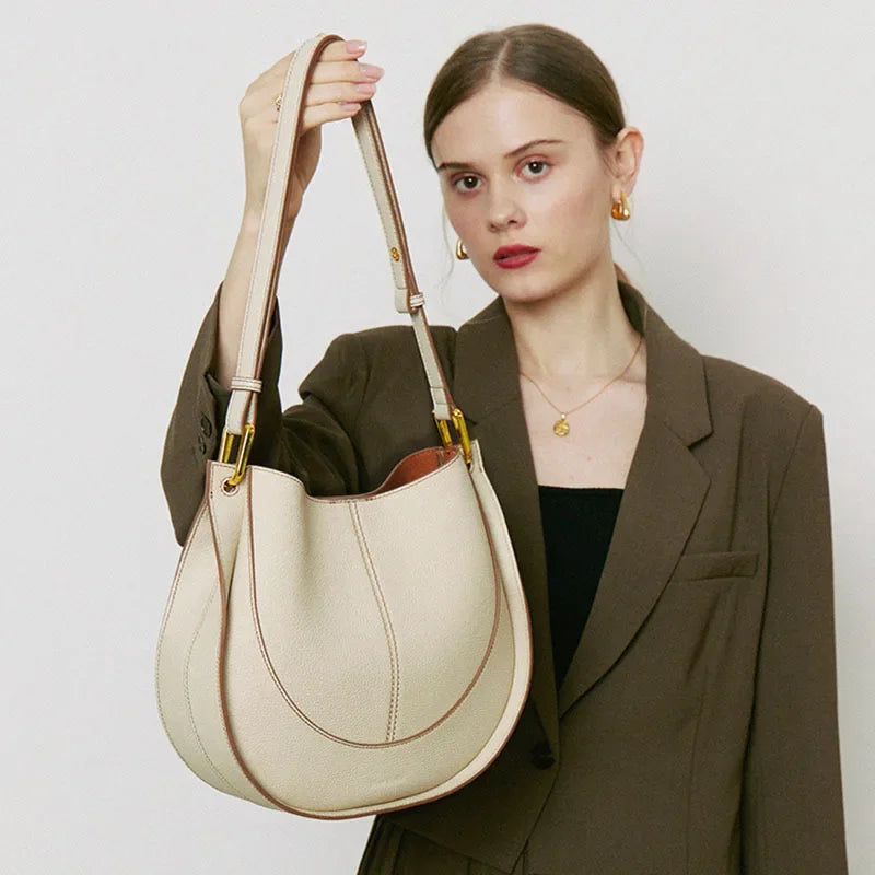 New 2024 First Layer Cowhide Crossbody Bag Light Luxury Women's Bag Design Single Shoulder Genuine Leather Bag