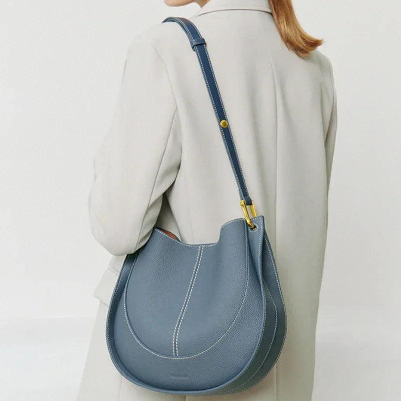 New 2024 First Layer Cowhide Crossbody Bag Light Luxury Women's Bag Design Single Shoulder Genuine Leather Bag