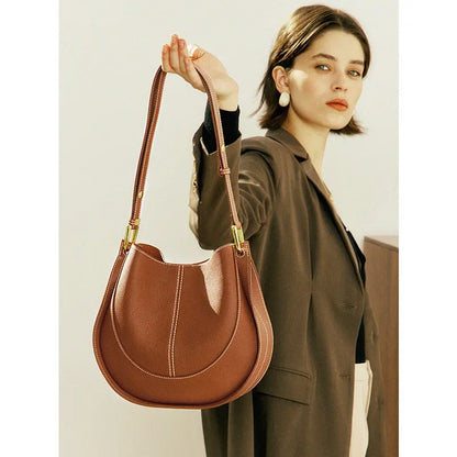 New 2024 First Layer Cowhide Crossbody Bag Light Luxury Women's Bag Design Single Shoulder Genuine Leather Bag