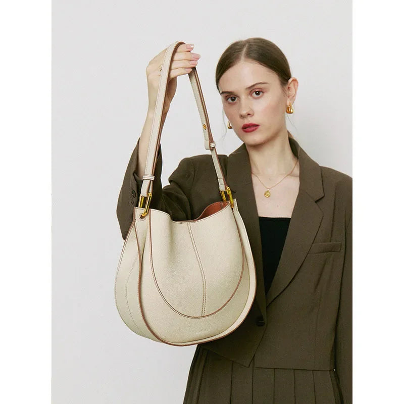 New 2024 First Layer Cowhide Crossbody Bag Light Luxury Women's Bag Design Single Shoulder Genuine Leather Bag