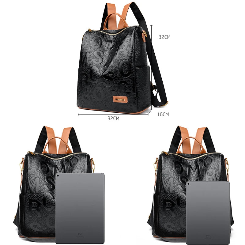 New 2024 Multifunction Vintage Women Backpacks High Quality Female Back Pack Ladies Shoulder Bag Ladies Leather Travel Backpack
