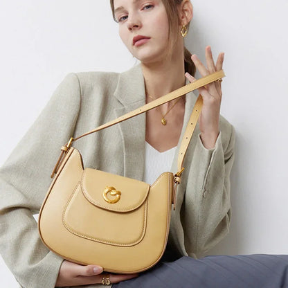 New 2024 Versatile Saddle Bag Cowhide Niche Genuine Leather Women's Bag Shoulder Crossbody Bag Designer Bags Luxury