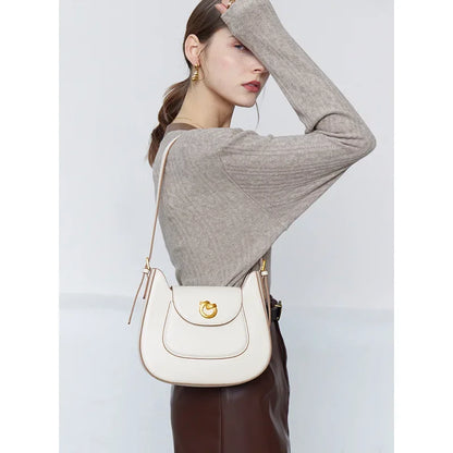 New 2024 Versatile Saddle Bag Cowhide Niche Genuine Leather Women's Bag Shoulder Crossbody Bag Designer Bags Luxury