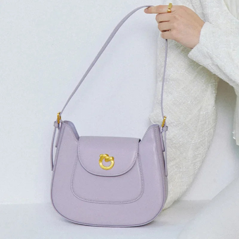 New 2024 Versatile Saddle Bag Cowhide Niche Genuine Leather Women's Bag Shoulder Crossbody Bag Designer Bags Luxury