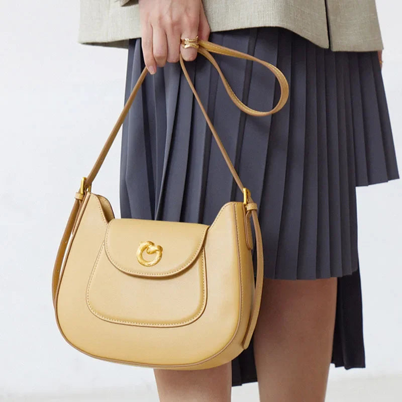 New 2024 Versatile Saddle Bag Cowhide Niche Genuine Leather Women's Bag Shoulder Crossbody Bag Designer Bags Luxury