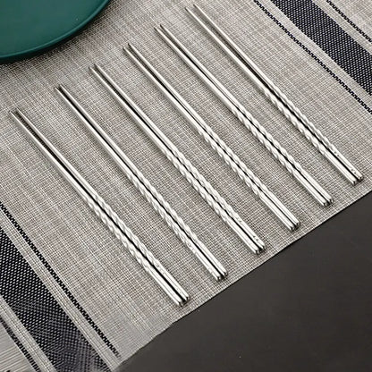 New 5/1 Pair Stainless Steel Chopsticks  Flower Patters Food Sticks Portable Reusable Chopsticks