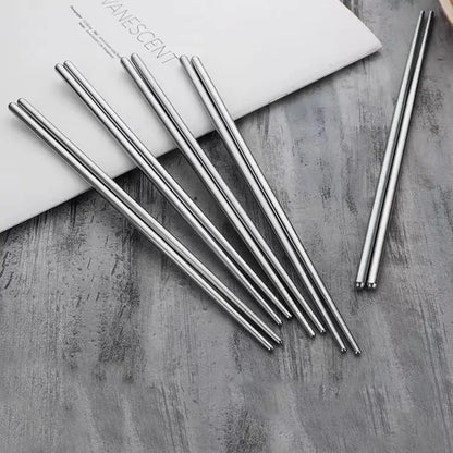 New 5/1 Pair Stainless Steel Chopsticks  Flower Patters Food Sticks Portable Reusable Chopsticks