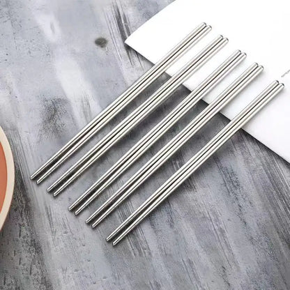 New 5/1 Pair Stainless Steel Chopsticks  Flower Patters Food Sticks Portable Reusable Chopsticks