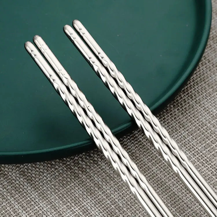 New 5/1 Pair Stainless Steel Chopsticks  Flower Patters Food Sticks Portable Reusable Chopsticks