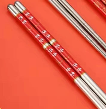New 5/1 Pair Stainless Steel Chopsticks  Flower Patters Food Sticks Portable Reusable Chopsticks