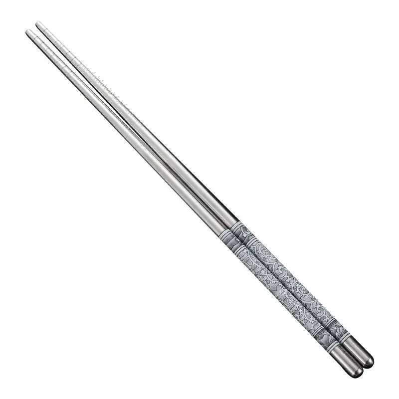 New 5/1 Pair Stainless Steel Chopsticks  Flower Patters Food Sticks Portable Reusable Chopsticks