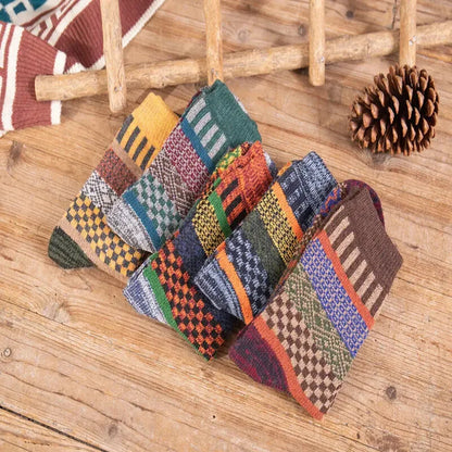 New 5Pairs/Set Winter Thick Warm Nordic Wool Blend Socks High Quality Fashion Vintage Thermal Crew Sock For Men Women