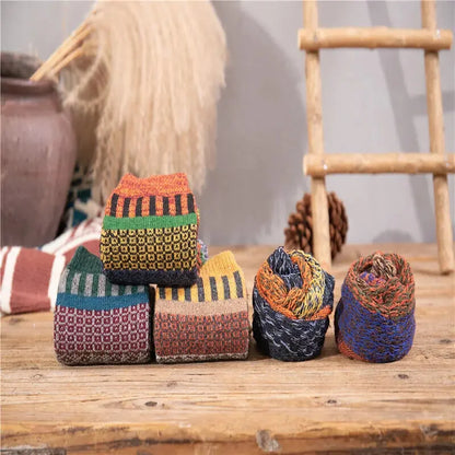 New 5Pairs/Set Winter Thick Warm Nordic Wool Blend Socks High Quality Fashion Vintage Thermal Crew Sock For Men Women