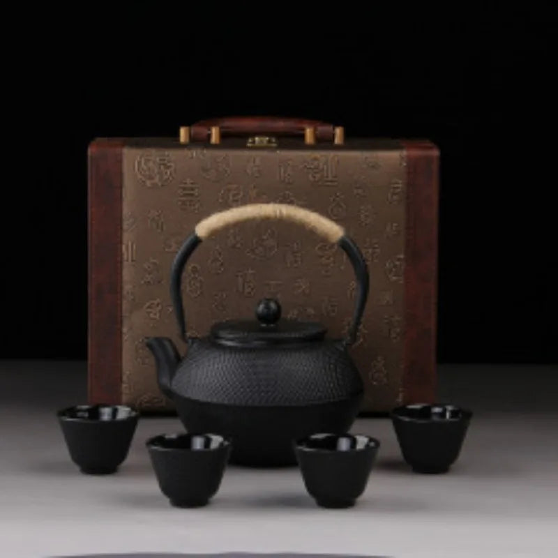 New 7 Chioces Cast Iron Teapot Set Japanese Tea Pot Tetsubin Kettle Enamel 900ml Kung Fu Infusers Metal Net Filter Cooking Tools