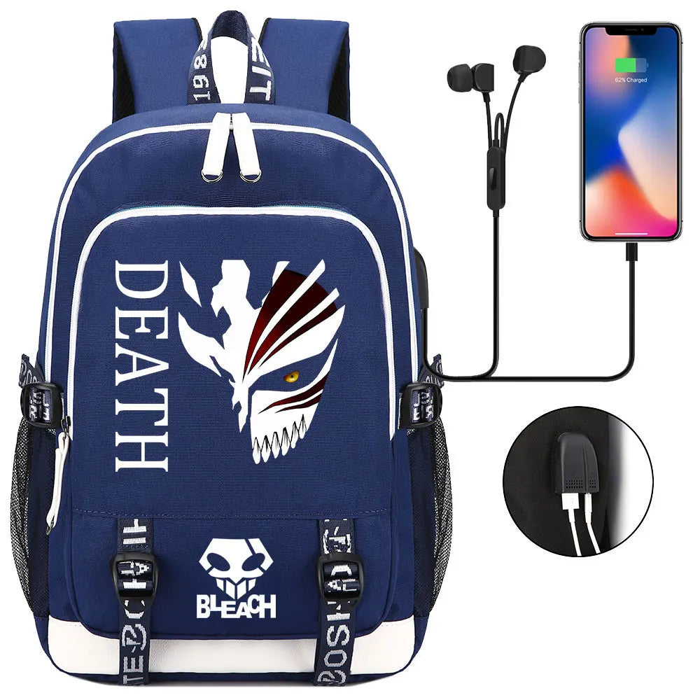 New Anime Bleach Teenager USB Laptop Backpack Kids Boys Girls School Book Bags Schoolbags Women Men Travel Bagpack
