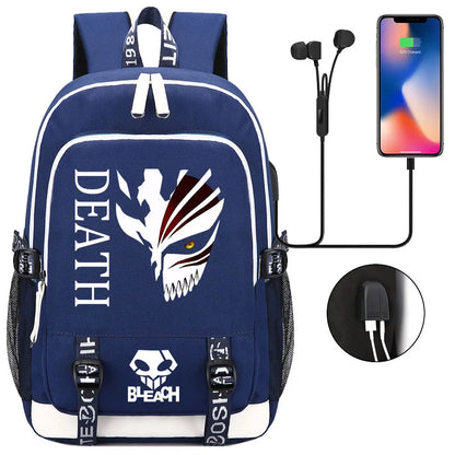 New Anime Bleach Teenager USB Laptop Backpack Kids Boys Girls School Book Bags Schoolbags Women Men Travel Bagpack