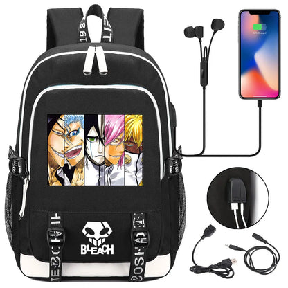 New Anime Bleach Teenager USB Laptop Backpack Kids Boys Girls School Book Bags Schoolbags Women Men Travel Bagpack